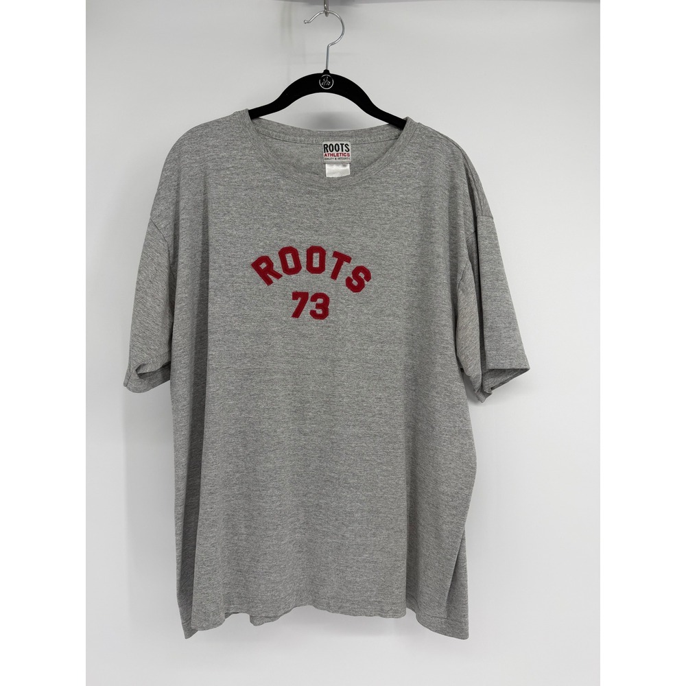 Roots Athletics 73 Graphic T-Shirt Mens Heather Grey Red Logo Crew Neck Tee
